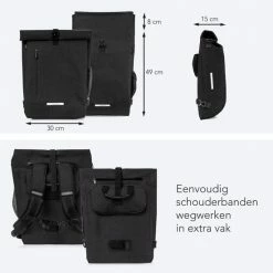 LifeGoods Fietstas - Enkel - 25L - Waterdicht - E-Bikes - Schouderbanden - Zwart -Windgoo Shop 550x550 275