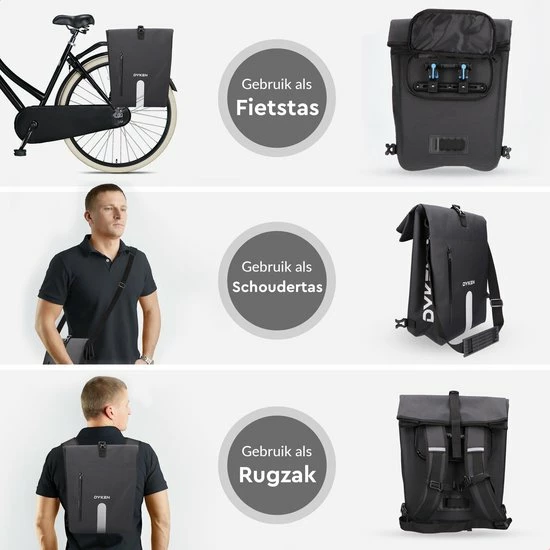 Dyken Fietstas Enkele - Waterdicht - Fietsrugzak - Schoudertas - 25L - Zwart 5 Dyken Fietstas Enkele - Waterdicht - Fietsrugzak - Schoudertas - 25L - Zwart - Afbeelding 5
