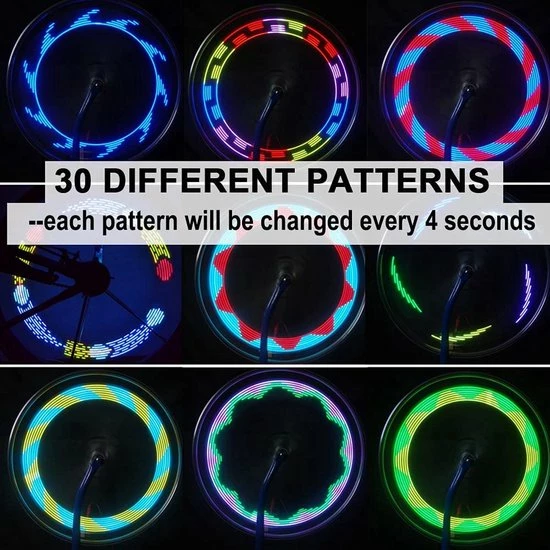 BOTC Spaakverlichting Fiets - 30 Patronen - Spaakverlichting Met Bewegingssensor - LED Fietswiel Spaak Licht 6 BOTC Spaakverlichting Fiets - 30 Patronen - Spaakverlichting Met Bewegingssensor - LED Fietswiel Spaak Licht - Afbeelding 6