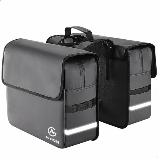 AG Fietstas -dubbele Fietstas - Fietstassen - Electrische Fietsen - Zwart - Dubbel - Waterdicht - 37 Liter -volwassenen - Elektrische Fiets - Reflectoren - 100% Polyster 1 AG Fietstas -dubbele Fietstas - Fietstassen - Electrische Fietsen - Zwart - Dubbel - Waterdicht - 37 Liter -volwassenen - Elektrische Fiets - Reflectoren - 100% Polyster