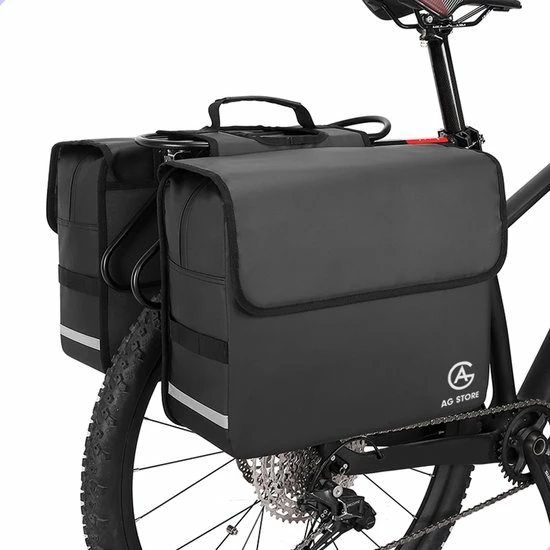AG Fietstas -dubbele Fietstas - Fietstassen - Electrische Fietsen - Zwart - Dubbel - Waterdicht - 37 Liter -volwassenen - Elektrische Fiets - Reflectoren - 100% Polyster 4 AG Fietstas -dubbele Fietstas - Fietstassen - Electrische Fietsen - Zwart - Dubbel - Waterdicht - 37 Liter -volwassenen - Elektrische Fiets - Reflectoren - 100% Polyster - Afbeelding 4