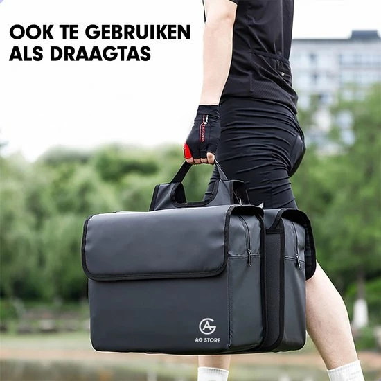 AG Fietstas -dubbele Fietstas - Fietstassen - Electrische Fietsen - Zwart - Dubbel - Waterdicht - 37 Liter -volwassenen - Elektrische Fiets - Reflectoren - 100% Polyster 6 AG Fietstas -dubbele Fietstas - Fietstassen - Electrische Fietsen - Zwart - Dubbel - Waterdicht - 37 Liter -volwassenen - Elektrische Fiets - Reflectoren - 100% Polyster - Afbeelding 6