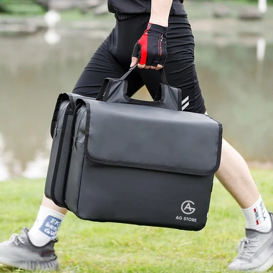 AG Fietstas -dubbele Fietstas - Fietstassen - Electrische Fietsen - Zwart - Dubbel - Waterdicht - 37 Liter -volwassenen - Elektrische Fiets - Reflectoren - 100% Polyster 7 AG Fietstas -dubbele Fietstas - Fietstassen - Electrische Fietsen - Zwart - Dubbel - Waterdicht - 37 Liter -volwassenen - Elektrische Fiets - Reflectoren - 100% Polyster - Afbeelding 7