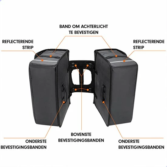 AG Fietstas -dubbele Fietstas - Fietstassen - Electrische Fietsen - Zwart - Dubbel - Waterdicht - 37 Liter -volwassenen - Elektrische Fiets - Reflectoren - 100% Polyster 15 AG Fietstas -dubbele Fietstas - Fietstassen - Electrische Fietsen - Zwart - Dubbel - Waterdicht - 37 Liter -volwassenen - Elektrische Fiets - Reflectoren - 100% Polyster - Afbeelding 15