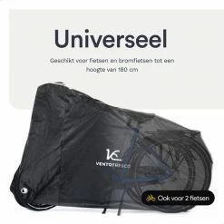 Vento Fresco Fietshoes Voor 1/2 Fietsen Waterdicht - Fietsbeschermhoes Elektrische Fiets XL - Universeel - Zwart Met Opbergzak - 200x110x70 Cm -Windgoo Shop 550x550 355