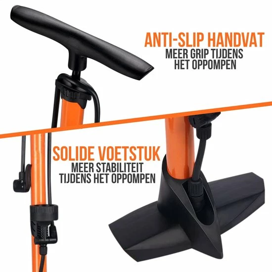 Strex Fietspomp - Drukmeter - 11 Bar Bal Pomp - Oranje 4 Strex Fietspomp - Drukmeter - 11 Bar Bal Pomp - Oranje - Afbeelding 4