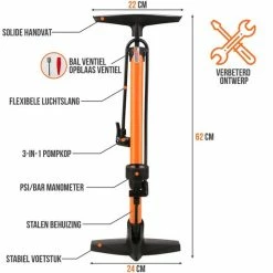 Strex Fietspomp - Drukmeter - 11 Bar Bal Pomp - Oranje 16 Strex Fietspomp - Drukmeter - 11 Bar Bal Pomp - Oranje -Windgoo Shop 550x550 401