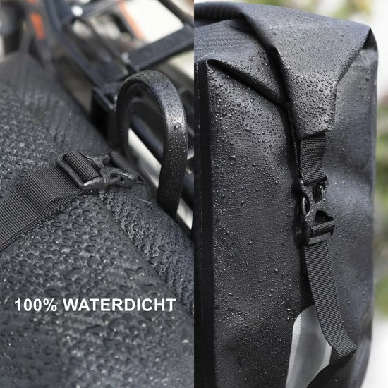 Dutch Mountains Dubbele Fietstas 46 Ltr | 100% Waterdichte Fietstas | Rolltop Sluiting | Reflectoren | Zwart 9 Dutch Mountains Dubbele Fietstas 46 Ltr | 100% Waterdichte Fietstas | Rolltop Sluiting | Reflectoren | Zwart - Afbeelding 9