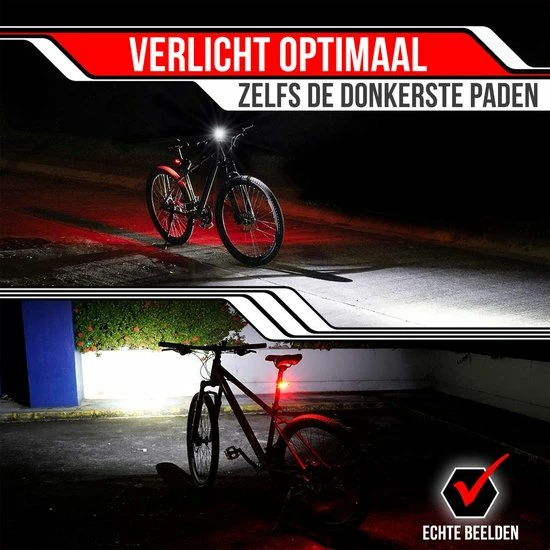 Strex LED Fietsverlichting Set - Voorlicht En Achterlicht - USB Oplaadbaar - Fietslamp - Fietslampjes - Zwart 6 Strex LED Fietsverlichting Set - Voorlicht En Achterlicht - USB Oplaadbaar - Fietslamp - Fietslampjes - Zwart - Afbeelding 6