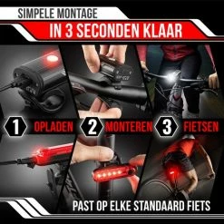 Strex LED Fietsverlichting Set - Voorlicht En Achterlicht - USB Oplaadbaar - Fietslamp - Fietslampjes - Zwart 14 Strex LED Fietsverlichting Set - Voorlicht En Achterlicht - USB Oplaadbaar - Fietslamp - Fietslampjes - Zwart -Windgoo Shop 550x550 445