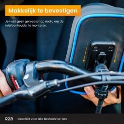 R2B Telefoonhouder Fiets Waterdicht Met 360 Graden Rotatie - Ook Voor Scooter & Motor - Gsm Houder Fiets - Zwart/Blauw - Fiets Accessoires - Model "Den Haag" -Windgoo Shop 550x550 477