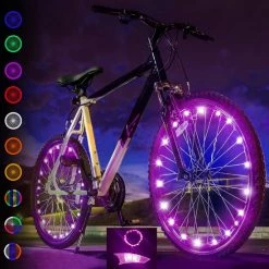 BOTC LED Spaakverlichting - Fiets Licht - Lichtsnoer Fietswiel - 20 Leds - 2meter - 1 Fietswiel - Roze