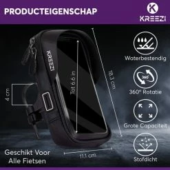 Kreezi Z3 Mobiele Telefoonhouder Fiets Waterdicht - Zwart - Ook Geschikt Voor Scooter & Motor - Fietshouder - GSM Houder -Windgoo Shop 550x550 506