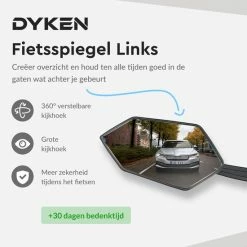 Dyken Fietsspiegel Links - Achteruitkijkspiegel Op Stuur - Fietsspiegel Ebike - Fiets Spiegel -Windgoo Shop 550x550 538