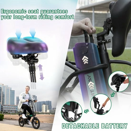 Hitway BK5 Elektrische Fiets | Opvouwbare E-bike | 16 Inch | Hitway BK5 250W Motor | Zwart 2 Hitway BK5 Elektrische Fiets | Opvouwbare E-bike | 16 Inch | Hitway BK5 250W Motor | Zwart - Afbeelding 2