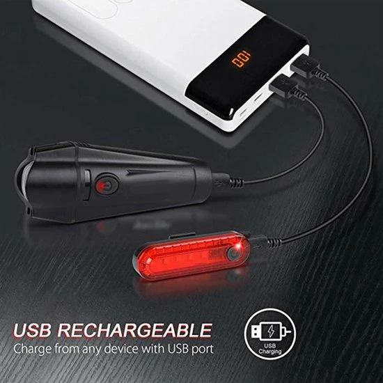 FIEZIO Fietsverlichting - USB Oplaadbaar LED Fietslampen Waterdicht 2 FIEZIO Fietsverlichting - USB Oplaadbaar LED Fietslampen Waterdicht - Afbeelding 2
