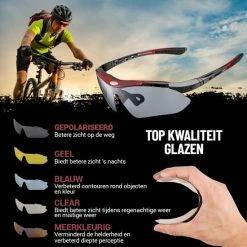 Rocky - Fietsbrillen Heren - Sportbrillen - Professionele Fietsbril + Inclusief 5 Verwisselbare Lenzen + 2 Jaar Garantie -Windgoo Shop 550x550 682