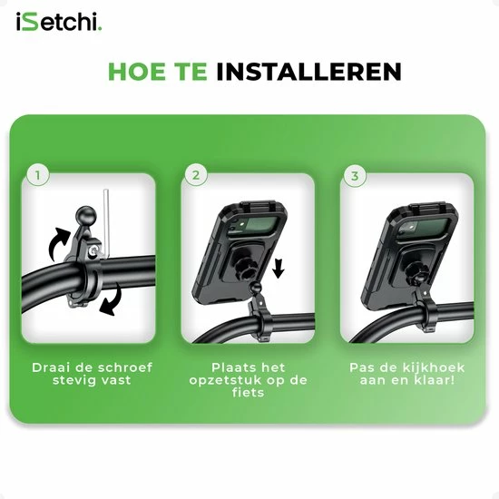 ISetchi Telefoonhouder Fiets Waterdicht L (5.5 Tot 7 Inch) - 360 Graden Rotatie - Ook Voor Scooter & Motor - Gsm Houder Fiets - Waterdicht IP67 Level - Zwart 15 ISetchi Telefoonhouder Fiets Waterdicht L (5.5 Tot 7 Inch) - 360 Graden Rotatie - Ook Voor Scooter & Motor - Gsm Houder Fiets - Waterdicht IP67 Level - Zwart - Afbeelding 15