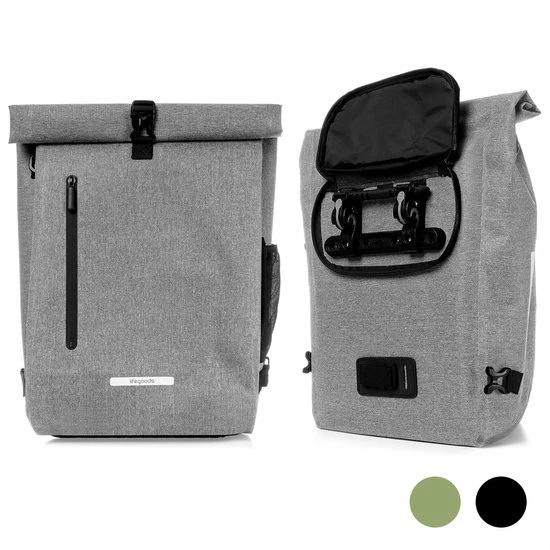LifeGoods Fietstas - Enkel - 25L - Waterdicht - E-Bikes - Schouderbanden - Grijs 1 LifeGoods Fietstas - Enkel - 25L - Waterdicht - E-Bikes - Schouderbanden - Grijs