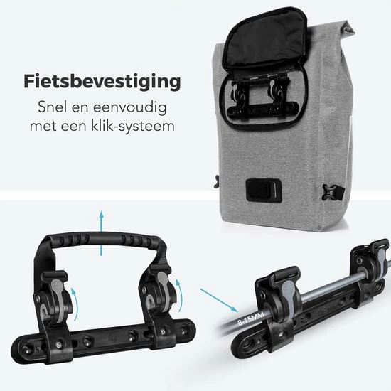 LifeGoods Fietstas - Enkel - 25L - Waterdicht - E-Bikes - Schouderbanden - Grijs 2 LifeGoods Fietstas - Enkel - 25L - Waterdicht - E-Bikes - Schouderbanden - Grijs - Afbeelding 2