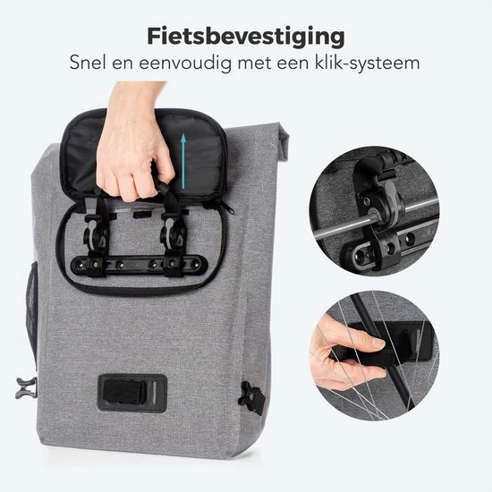 LifeGoods Fietstas - Enkel - 25L - Waterdicht - E-Bikes - Schouderbanden - Grijs 6 LifeGoods Fietstas - Enkel - 25L - Waterdicht - E-Bikes - Schouderbanden - Grijs - Afbeelding 6