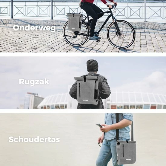 LifeGoods Fietstas - Enkel - 25L - Waterdicht - E-Bikes - Schouderbanden - Grijs 8 LifeGoods Fietstas - Enkel - 25L - Waterdicht - E-Bikes - Schouderbanden - Grijs - Afbeelding 8