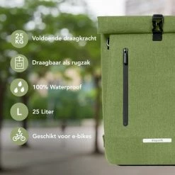 Alternative view of LifeGoods Fietstas - Enkel - 25L - Waterdicht - E-Bikes - Schouderbanden - Olijfgroen