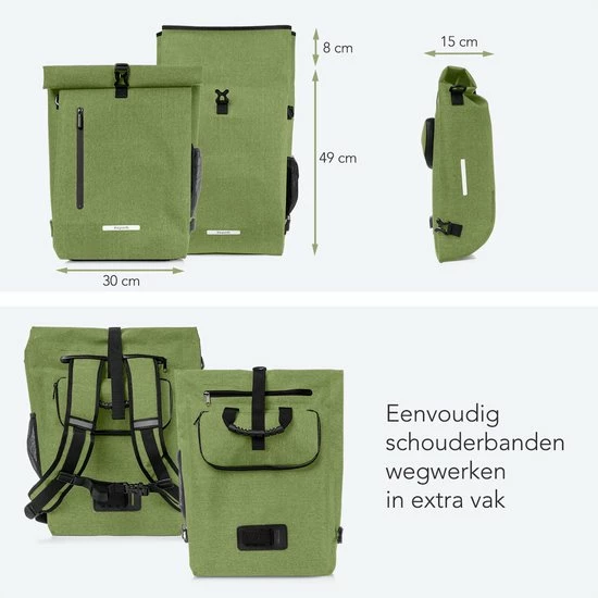 LifeGoods Fietstas - Enkel - 25L - Waterdicht - E-Bikes - Schouderbanden - Olijfgroen 3 LifeGoods Fietstas - Enkel - 25L - Waterdicht - E-Bikes - Schouderbanden - Olijfgroen - Afbeelding 3