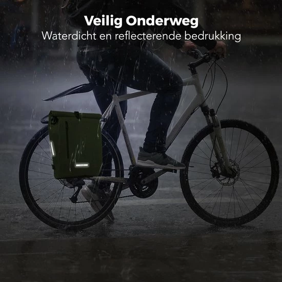 LifeGoods Fietstas - Enkel - 25L - Waterdicht - E-Bikes - Schouderbanden - Olijfgroen 4 LifeGoods Fietstas - Enkel - 25L - Waterdicht - E-Bikes - Schouderbanden - Olijfgroen - Afbeelding 4