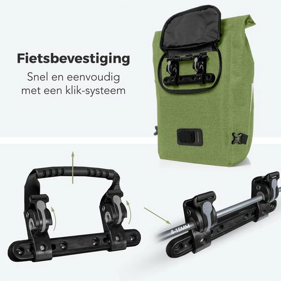 LifeGoods Fietstas - Enkel - 25L - Waterdicht - E-Bikes - Schouderbanden - Olijfgroen 7 LifeGoods Fietstas - Enkel - 25L - Waterdicht - E-Bikes - Schouderbanden - Olijfgroen - Afbeelding 7