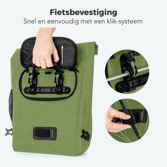 LifeGoods Fietstas - Enkel - 25L - Waterdicht - E-Bikes - Schouderbanden - Olijfgroen 8 LifeGoods Fietstas - Enkel - 25L - Waterdicht - E-Bikes - Schouderbanden - Olijfgroen - Afbeelding 8