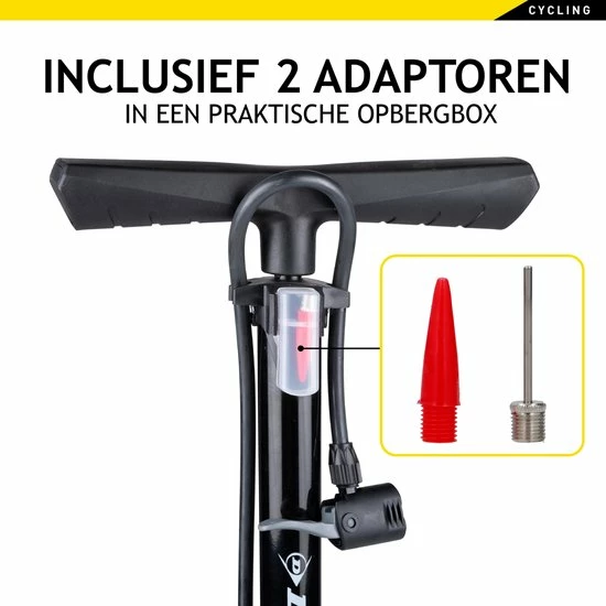 Dunlop Fietspomp Met Drukmeter - Dubbel Ventiel - Hollands Ventiel/ Frans Ventiel/ Autoventiel 4 Dunlop Fietspomp Met Drukmeter - Dubbel Ventiel - Hollands Ventiel/ Frans Ventiel/ Autoventiel - Afbeelding 4
