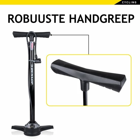 Dunlop Fietspomp Met Drukmeter - Dubbel Ventiel - Hollands Ventiel/ Frans Ventiel/ Autoventiel 7 Dunlop Fietspomp Met Drukmeter - Dubbel Ventiel - Hollands Ventiel/ Frans Ventiel/ Autoventiel - Afbeelding 7