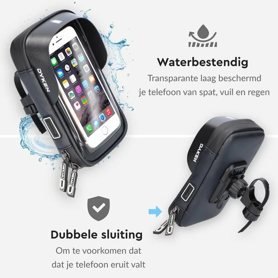 Dyken Telefoonhouder Fiets - Ook Voor Scooter & Motor - Waterdicht - GSM Houder Fiets 2 Dyken Telefoonhouder Fiets - Ook Voor Scooter & Motor - Waterdicht - GSM Houder Fiets - Afbeelding 2