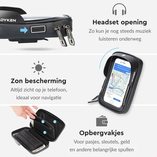 Dyken Telefoonhouder Fiets - Ook Voor Scooter & Motor - Waterdicht - GSM Houder Fiets 3 Dyken Telefoonhouder Fiets - Ook Voor Scooter & Motor - Waterdicht - GSM Houder Fiets - Afbeelding 3