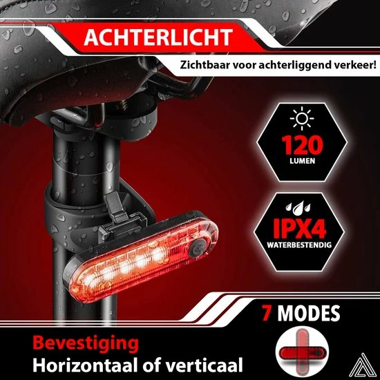 ARTIVIZION Led Fietsverlichting Set - Fietslamp - Voorlicht En Achterlicht - USB Oplaadbaar - Waterdicht Fietslicht - Fietslampjes - Zwart 5 ARTIVIZION Led Fietsverlichting Set - Fietslamp - Voorlicht En Achterlicht - USB Oplaadbaar - Waterdicht Fietslicht - Fietslampjes - Zwart - Afbeelding 5