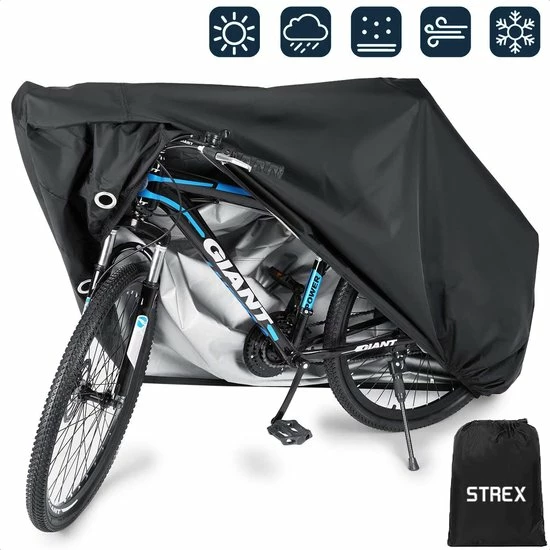 Strex Fietshoes Universeel Voor Alle Fietsen - Waterdicht 210D Oxford - Fiets Hoes Voor 1/2 Fietsen - Incl. Opbergzak 1 Strex Fietshoes Universeel Voor Alle Fietsen - Waterdicht 210D Oxford - Fiets Hoes Voor 1/2 Fietsen - Incl. Opbergzak