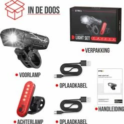 Strex LED Fietsverlichting Set - Voorlicht En Achterlicht - USB Oplaadbaar - Fietslamp - Fietslampjes - Zwart 15 Strex LED Fietsverlichting Set - Voorlicht En Achterlicht - USB Oplaadbaar - Fietslamp - Fietslampjes - Zwart -Windgoo Shop 550x551 2