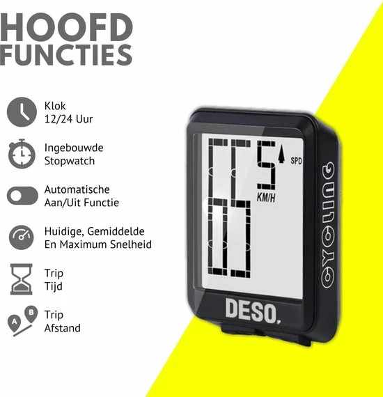 Fietscomputer Draadloos Waterdicht Kilometer En Snelheidsmeter Fiets -DESO Draadloze Fietscomputers Met Extra Groot Scherm 2 Fietscomputer Draadloos Waterdicht Kilometer En Snelheidsmeter Fiets -DESO Draadloze Fietscomputers Met Extra Groot Scherm - Afbeelding 2
