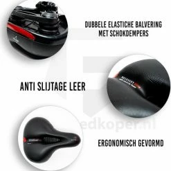 Voltano Fietszadel Met Gelpads - Zwart/Rood - Uitsparing - Zadelvering - Unisex - Incl. Gratis Zadelstrop -Windgoo Shop 550x572 3