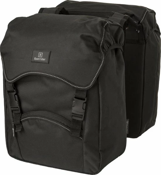 Fastrider Unibag Dubbele Fietstas - Voorzien Van Uitsparing Voor Snelbinders En LED Verlichting - Waterafstotend - Reflectiestrepen - 28 Liter - Zwart 11 Fastrider Unibag Dubbele Fietstas - Voorzien Van Uitsparing Voor Snelbinders En LED Verlichting - Waterafstotend - Reflectiestrepen - 28 Liter - Zwart - Afbeelding 11
