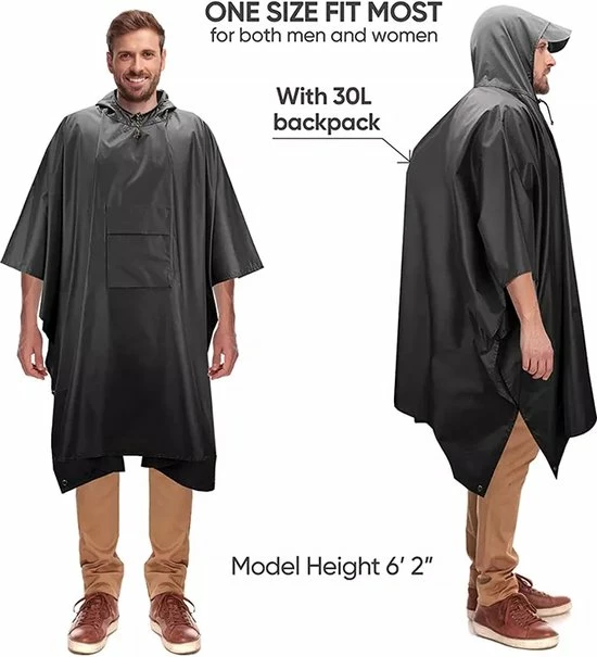 BOTC Poncho - Regenponcho - Fietsponcho Fiets - Unisex - Dames & Heren - Waterdicht 4 BOTC Poncho - Regenponcho - Fietsponcho Fiets - Unisex - Dames & Heren - Waterdicht - Afbeelding 4