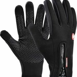 LuxeRoyal Fietshandschoenen Winter - Sport Handschoenen Met Rits - Touchscreen Telefoon - Anti Slip Gloves - Heren / Dames - Maat M - Zwart