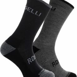 Rogelli Wintersok Merino Wool 2-pack - Grijs & Zwart - Maat 44-47