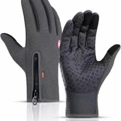 LuxeRoyal Fietshandschoenen Winter - Sport Handschoenen Met Rits - Touchscreen Telefoon - Anti Slip Gloves - Heren / Dames - Maat XL - Grijs