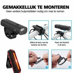 SWILIX ® - Fietsverlichting Set - Oplaadbare USB Led Fietslamp - Voor En Achter - Waterdicht - 4 Lichtstanden - Zwart -Windgoo Shop 550x620