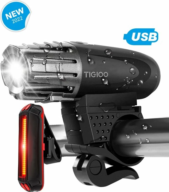 TIGIOO Fietslamp - Fietslampjes Set Koplamp - Fietslamp Voorlicht & Achterlicht USB Oplaadbaar 1 TIGIOO Fietslamp - Fietslampjes Set Koplamp - Fietslamp Voorlicht & Achterlicht USB Oplaadbaar