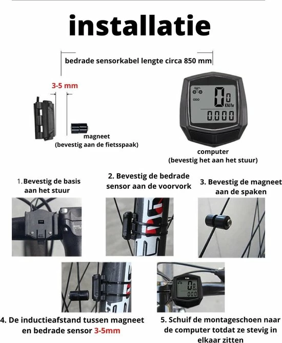 Pleasant Life Kilometerteller Fiets - Waterdicht - Digitale LCD - Bedraad - Fiets Accesoires - Mountainbike - Wielrennen - 4 Pleasant Life Kilometerteller Fiets - Waterdicht - Digitale LCD - Bedraad - Fiets Accesoires - Mountainbike - Wielrennen - - Afbeelding 4