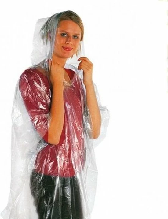 Merkloos Pakket Van 5x Stuks Voordelige Wegwerp Regenponcho Voor Volwassenen - Transparant 1 Merkloos Pakket Van 5x Stuks Voordelige Wegwerp Regenponcho Voor Volwassenen - Transparant