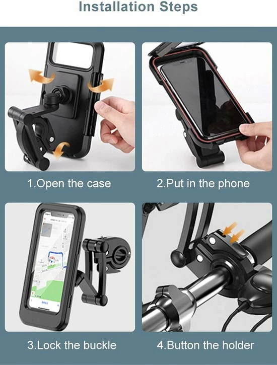 Merkloos Fiets / Motor Telefoonhouder Waterdicht Universeel 360° Draaibaar Anti-Shock Accessoires - Tot 6.5 Inch 7 Merkloos Fiets / Motor Telefoonhouder Waterdicht Universeel 360° Draaibaar Anti-Shock Accessoires - Tot 6.5 Inch - Afbeelding 7
